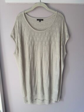 Pas de Calais Cream Scoop Neck Polka Dot Textured Knit Top